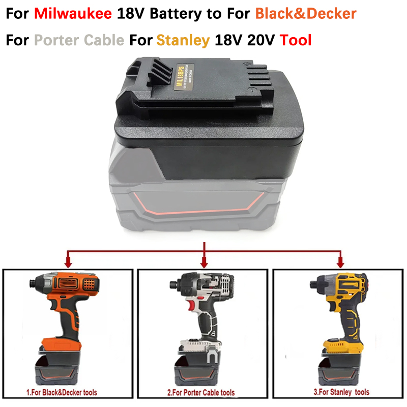 Black+Decker Tool 20V Max - Adaptador de batería MIL18BPS para Milwaukee