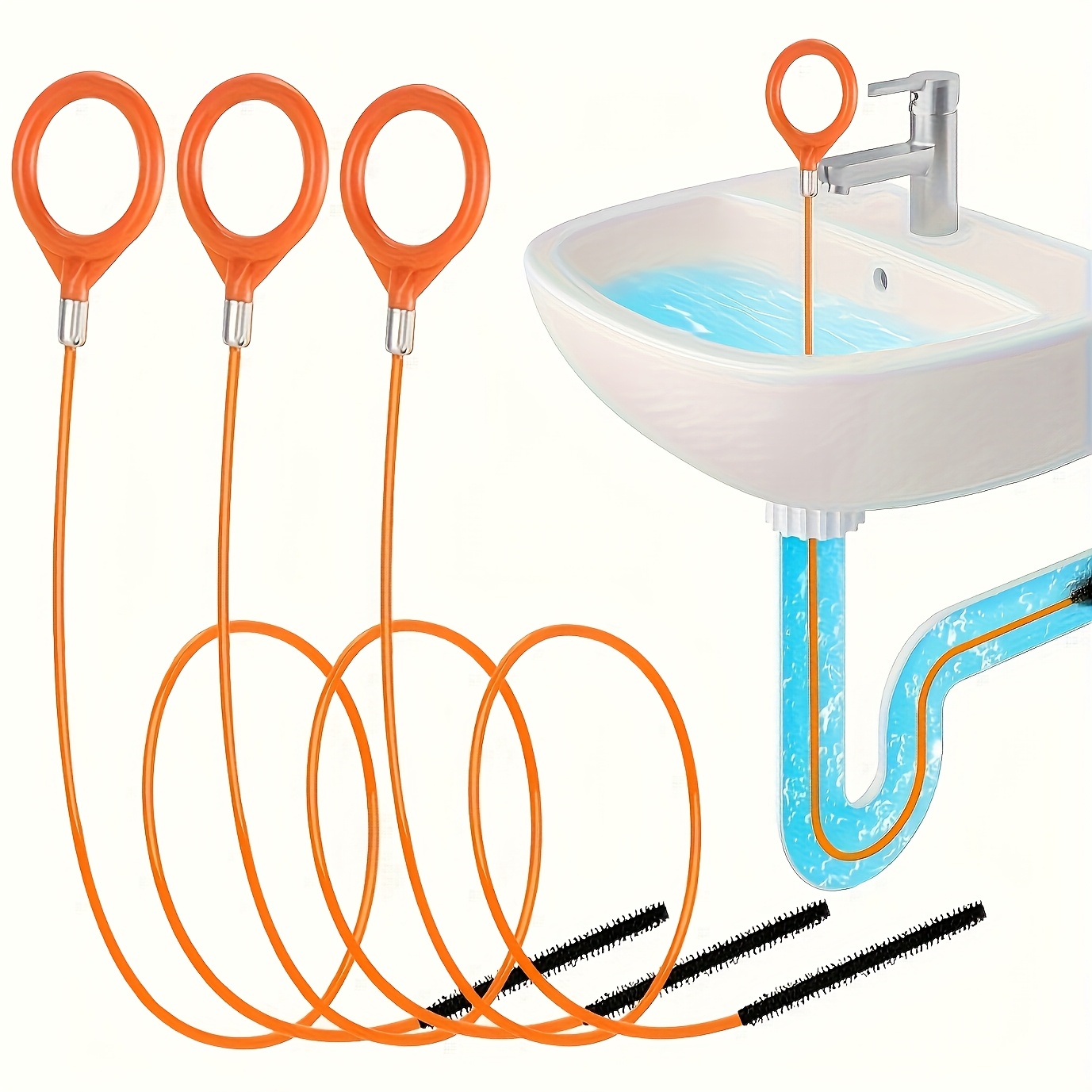 Plumbing Snake Drain - Herramienta Desatascadora de Desagües, Flexible y